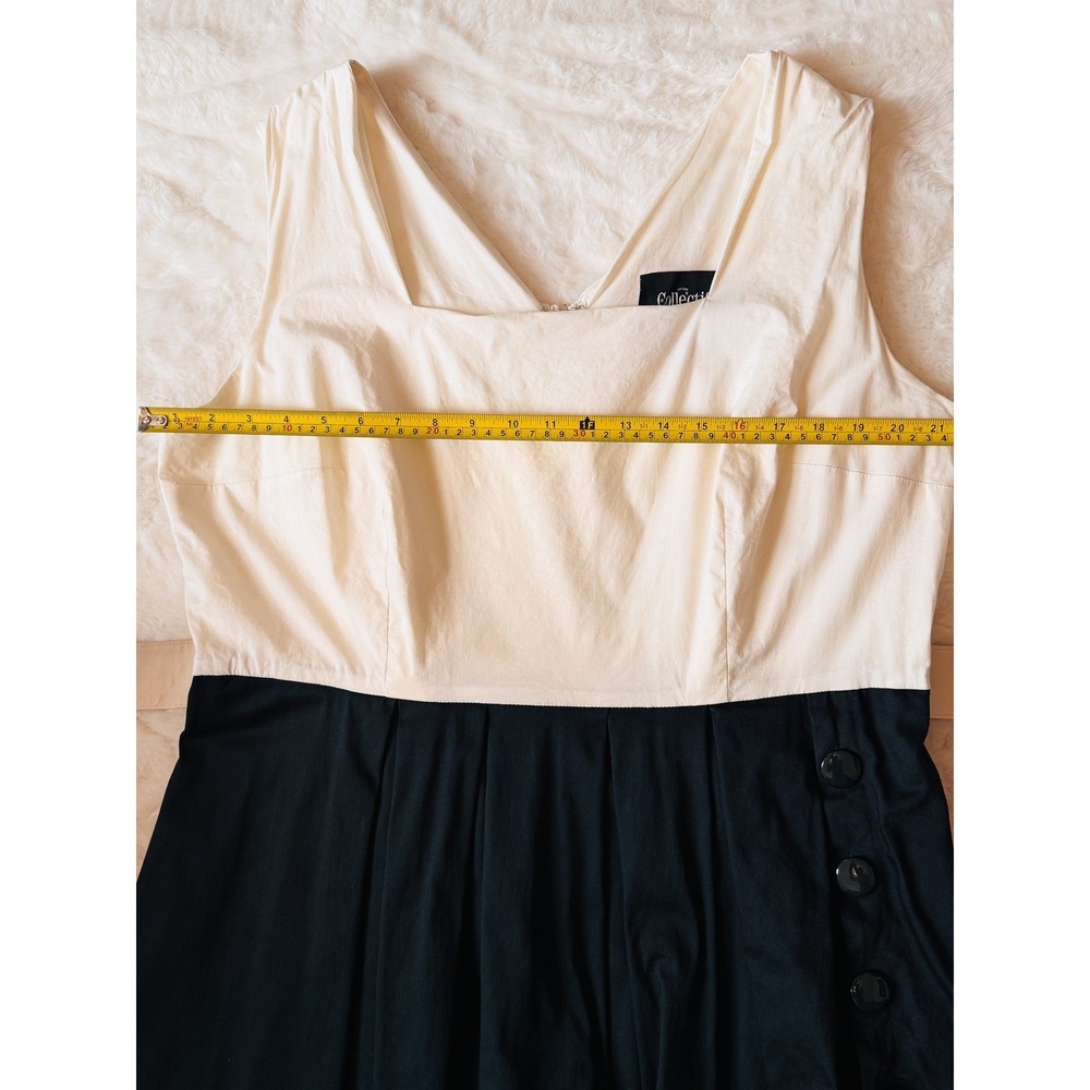 Collectif Color-block MidiSwing Dress matching belt, Dark Green&Cream US 18 UK22 - Picture 14 of 15